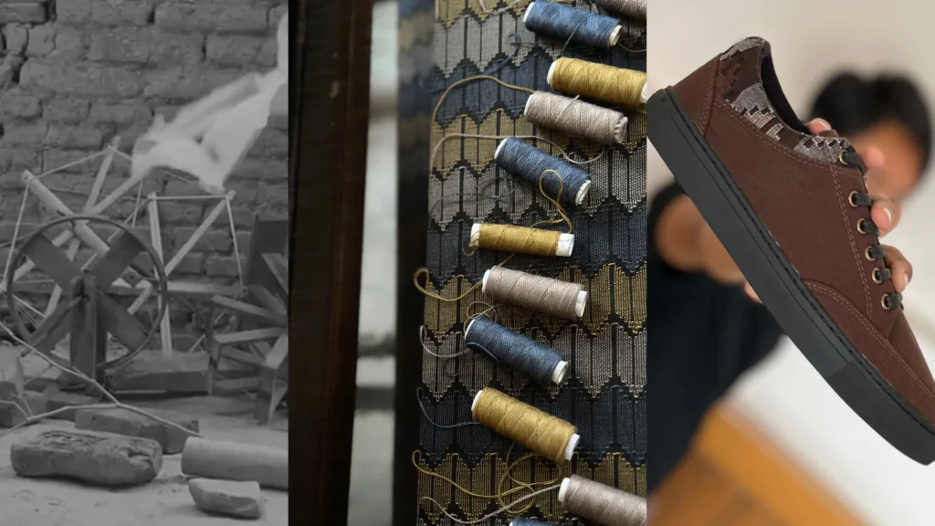 damaged traditional sew machine with fabric and Dochaa shoe